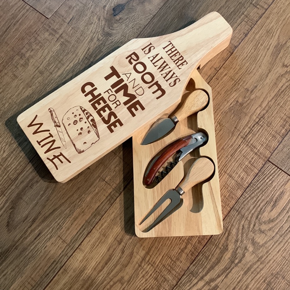 Cheese and wine tray w tools